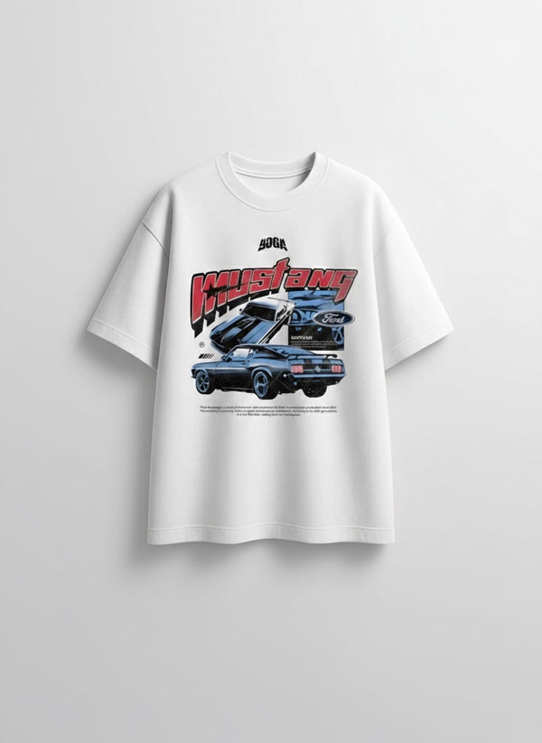 Mustang Graphic Oversized T-Shirt – 250 GSM 100% Cotton